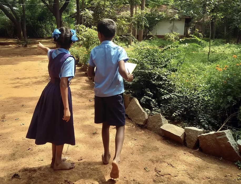 Students going on a nature walk