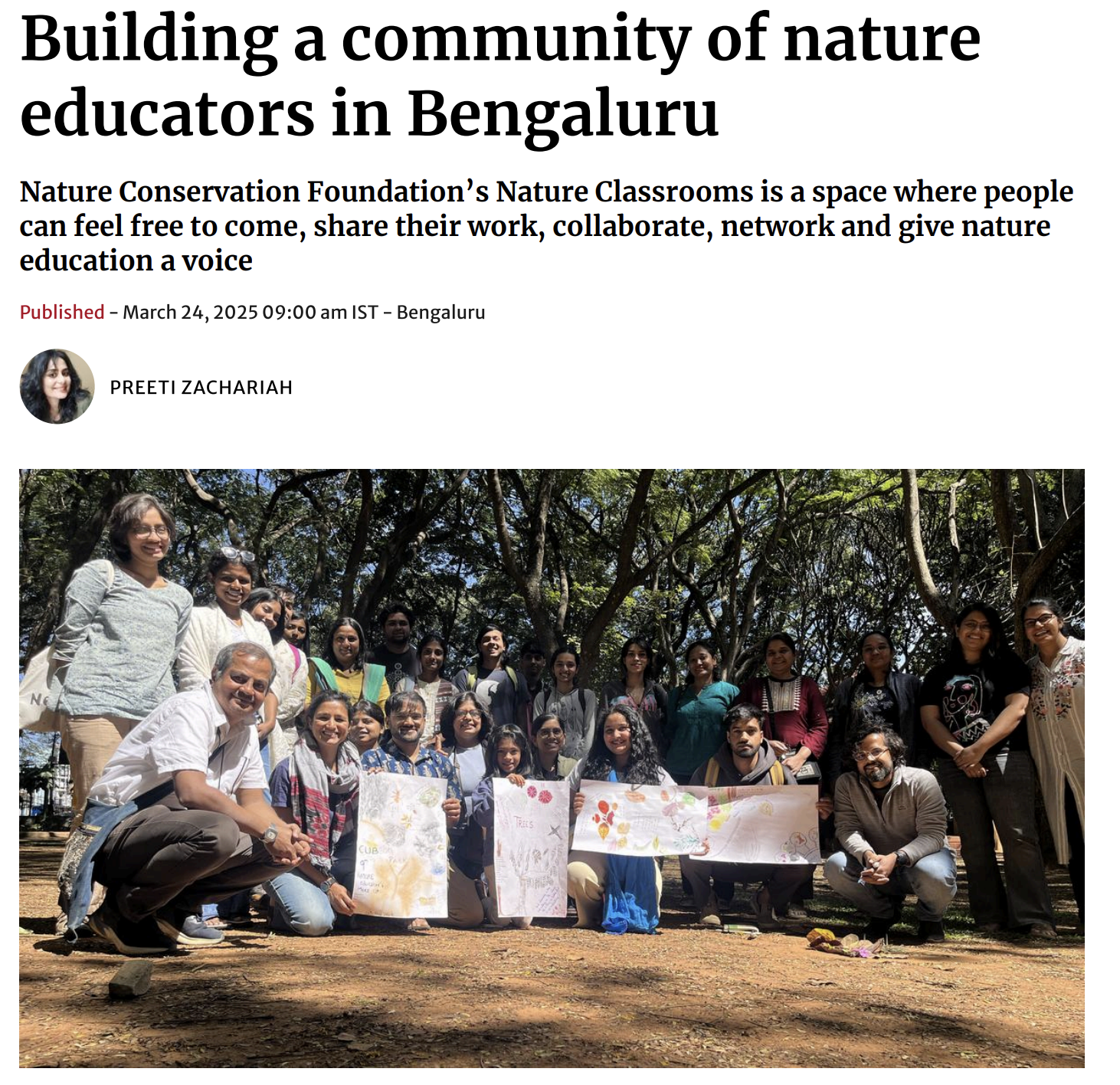 Building a Community of Nature Educators in Bengaluru (The Hindu)